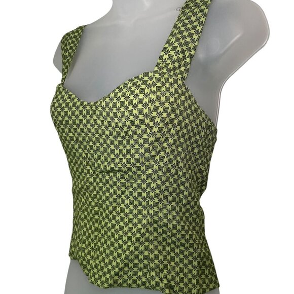 Reformation Hester Top Piccolo Green Smocked Back Tank NWT Size 6 - Picture 3 of 6